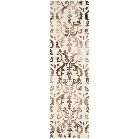 SAFAVIEH 2 ft. 3 in. x 6 ft. Runner Dip Dye Hand Tufted RugIvory & Chocolate DDY689B-26